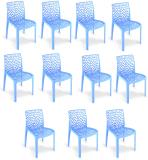 RATISON Web Designer Chair Plastic Living Room Outdoor Indoor Jali chair for home study Plastic Dining Chair (Set of 11, Finish Color - BLUE)