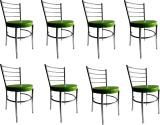 SOMRAJ Home Restaurants Chair with a leatherite Cushion Steel Chrome Chair Leatherette Dining Chair (Set of 8, Finish Color - green)