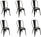 GOYALSON Cafe/Restaurant/Hotel/Banquet Hall/Garden/Dining/Home Living Room Chair Metal Dining Chair (Set of 6, Finish Color - BLACK)