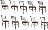 SOMRAJ Multipurpose Dining/Restaurant/Cafe/Home/Office/Study Chair Leatherette Dining Chair (Set of 10, Finish Color - BROWN)