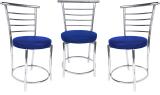 RW REST WELL RW-158 Comfortable Multi Purpose with a Leather Cushion Metal Dining Chair (Set of 3, Finish Color - Blue)