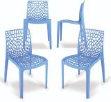 Oaknest Unboxing Furniture Supreme Web Armless Plastic Chair For Dinning, Kitchen & Home Plastic Dining Chair (Set of 4, Finish Color - SOFT BLUE)