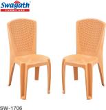 swagath furniture Chair For Cafe/Home/Office Set Of 2 Indoor/Outdoor Plastic Dining Chair (Set of 2, Finish Color - AMBER GOLD)