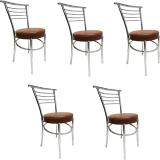 PP FURNITURE Strong And Durable Dining chair for home office restaurant hotel Metal Dining Chair (Set of 5, Finish Color - brown)