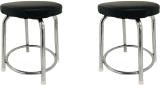 APPLE FURNITURE Chrome Steel Multipurpose Cafeteria/Doctor Stool with cushion seat Living & Bedroom Stool (Black, Pre-assembled)