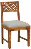 Dikshawood Sheesham Wood Cushioned Dining Chairs Set of 2 (Honey Finish) Solid Wood Dining Chair (Set of 2, Finish Color - Honey)