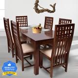 Taskwood Furniture Solid Sheesham Wood 6 Seater Dining Set For Dining Room / Restaurant. Solid Wood 6 Seater Dining Set (Finish Color -Walnut Finish 1, Optional Installation Available)