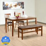 @Home by nilkamal Leaf Solid Wood 4 Seater Dining Set (Finish Color -Walnut, Knock Down)