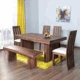 AMORINI Solid Wood 6 Seater Dining Set (Finish Color -Walnut, DIY(Do-It-Yourself))