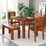 DECORWOOD Solid Sheesham Wood Four Seater Dining Set For Dining Room, Restaurant . Solid Wood 4 Seater Dining Set (Finish Color -Teak Finish 19, DIY(Do-It-Yourself))