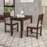 CLANECRAFT Solid Sheesham Wood Two Seater Dining Set For Dining Room/ Hotel | Solid Wood 2 Seater Dining Set (Finish Color -Walnut Finish Design 2, DIY(Do-It-Yourself))