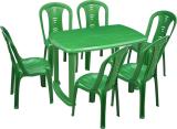 swagath furniture 6 Seater Dining Set for Home Garden Cafeteria Plastic 6 Seater Dining Set (Finish Color -PEARL GREEN, DIY(Do-It-Yourself))