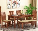 Deluxe furniture Sheesham ( Rosewood ) Solid Wood 6 Seater Dining Set (Finish Color -Honey Finish, DIY(Do-It-Yourself))