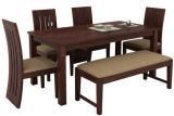 Taskwood Furniture Solid Sheesham Wood 6 Seater Dining Table, 4 Chairs & 1 Bench For Dining Room Solid Wood 6 Seater Dining Set (Finish Color -Walnut, DIY(Do-It-Yourself))