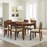 TRUE FURNITURE Rosewood ( Sheesham ) Solid Wood 6 Seater Dining Set (Finish Color -Teak Finish And Beige Upholstery, DIY(Do-It-Yourself))