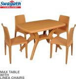 swagath furniture 4 Seater Dining Table Set for Home Garden Cafeteria Plastic 4 Seater Dining Set (Finish Color -AMBER GOLD, DIY(Do-It-Yourself))