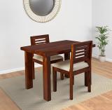 LOONART Solid Sheesham Wood Two Seater Dining Set For Dining Room, Caf . Solid Wood 2 Seater Dining Set (Finish Color -Natural Teak Finish, Knock Down)