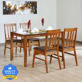 @Home by nilkamal Leaf Solid Wood 4 Seater Dining Set (Finish Color -Walnut, Knock Down)