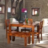 AMORINI Solid Wood 4 Seater Dining Set (Finish Color -Natural Teak, DIY(Do-It-Yourself))