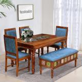 MoonWooden Rosewood ( Sheesham ) Solid Wood 6 Seater Dining Set (Finish Color -Natural Brown Finish, DIY(Do-It-Yourself))