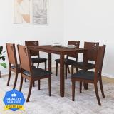 @Home by nilkamal Floret Solid Wood 6 Seater Dining Set (Finish Color -Walnut, Knock Down)