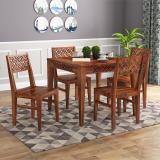 DECORWOOD Solid Sheesham Wood Four Seater Dining Set For Dining Room, Restaurant . Solid Wood 4 Seater Dining Set (Finish Color -Honey Finish 24, DIY(Do-It-Yourself))