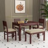 Flipkart Perfect Homes Sheesham Wood Four Seater Dining Set Solid Wood 4 Seater Dining Set (Finish Color -MAHOGANY FINISH, DIY(Do-It-Yourself))