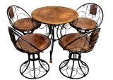 Casa Trading Wrought Iron Decorative Mooda Chairs with Foldable Round Table (Set of 5, Brown) Metal 4 Seater Dining Set (Finish Color -Black, DIY(Do-It-Yourself))