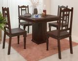 LOONART Solid Wood Four Seater Dining Set For Dining Room / Restaurant Solid Wood 4 Seater Dining Set (Finish Color -Walnut Finish, DIY(Do-It-Yourself))