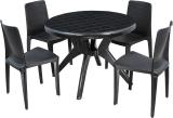 swagath furniture 4 Seater Dining Set 1 for Home Garden Cafeteria Plastic 4 Seater Dining Set (Finish Color -Black, DIY(Do-It-Yourself))