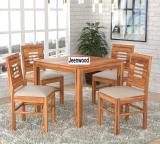 JeenWood Beautiful Dining Set In Sheesham Wood In Living Room Solid Wood 4 Seater Dining Set (Finish Color -Honey Finish With Cushion, DIY(Do-It-Yourself))