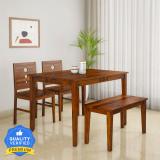 @Home by nilkamal Target Solid Wood 4 Seater Dining Set (Finish Color -Walnut, Knock Down)