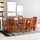 TRUE FURNITURE Sheesham ( Rosewood ) Solid Wood 6 Seater Dining Set (Finish Color -Honey Teak Brown, Knock Down)