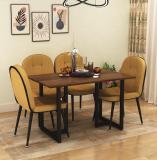 Anishwar Indoor & Outdoor Dining Room and Living Room Set Metal 4 Seater Dining Set (Finish Color -Brown Finish And Yellow Fabric, DIY(Do-It-Yourself))