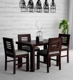 LOONART Solid Sheesham Wood Four Seater Dining Set For Dining Room, Caf . Solid Wood 4 Seater Dining Set (Finish Color -Walnut Finish 4, Knock Down)