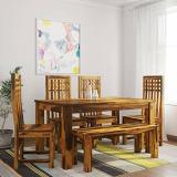 KUSUM HANDICRAFT Solid Wood 6 Seater Dining Set (Finish Color -As image, DIY(Do-It-Yourself))