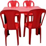 AVRO furniture AVRO Strong and Durable 4 Seater Dining Table Set for Home Garden Cafeteria Plastic 4 Seater Dining Set (Finish Color -RED, DIY(Do-It-Yourself))