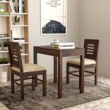 CLANECRAFT Solid Sheesham Wood Two Seater Dining Set For Dining Room/ Hotel | Solid Wood 2 Seater Dining Set (Finish Color -Walnut Finish Design 5, Optional Installation Available)