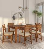 Allie Wood Olga Sheesham ( Rosewood) Solid Wood 6 Seater Dining Set (Finish Color -Provincial Teak Finish, DIY(Do-It-Yourself))