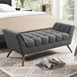 TFS Premium wooden Setttee / lounger chaises/ fabric bench / couch Fabric Settee Solid Wood Settee (Finish Color -Charcoal Grey, Pre-assembled)