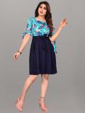 Khushi Fab Women Fit and Flare Blue Dress