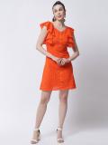 MARC LOUIS Women Fit and Flare Orange Dress