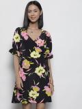 DOROTHY PERKINS Women Wrap Black, Pink, Yellow Dress