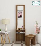 SIVOM Edwin Dressing Table with Stool Engineered Wood Dressing Table (Finish Color - , Lyon Teak, White, Knock Down)