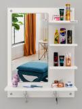 Madhuran Engineered Wood Wall Mounted Dressing Table Mirror with Shelves White Engineered Wood Dressing Table (Finish Color - , White, DIY(Do-It-Yourself))