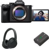 SONY Alpha 7M4 Mirrorless Camera Body Only with Wireless Headphones (WH-CH720N) & Rechargeable Battery (FZ100) (Black)