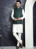 Jompers Men Kurta Churidar Ethnic Jacket Set