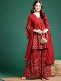 Sangria Women Kurta Sharara Set