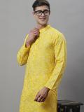 ANOUK Men Printed Straight Kurta (Yellow)