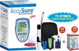 AccuSure Blue Blood Glucose Meter Contains Free 25 Strips And 10 Lancet & Comes With Additional 50 Strips of Blue Glucometer (Blue)